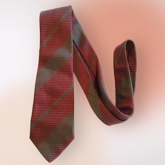 VINTAGE Fendi Roma Diagonal Striped Silk Tie - Picture 4 of 10